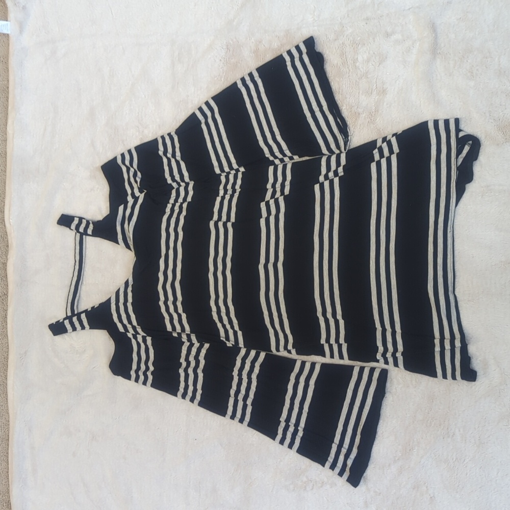 Chaser Black and White Striped Mini Dress